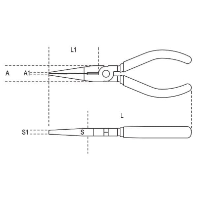 160mm Extra Long Needle Knurled Nose Pliers Chrome Plated