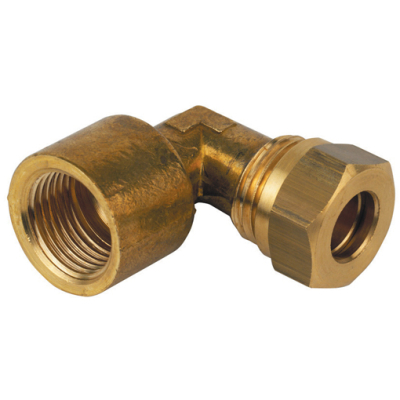 1/2Inch OD x 1/2Inch BSPP Female Brass Elbow