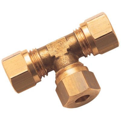 1/2Inch OD x 1/4Inch OD Reducing Brass Tee