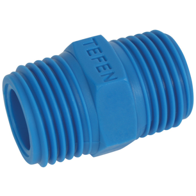 1/4Inch BSPT Male Equal Nipple Blue